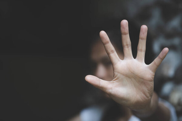 Women lift the palm,Stop sexual abuse , anti-trafficking and sto