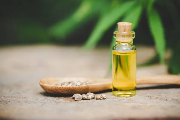 Cannabis zaden en CBD olie cannabisextract, groene hennep blad BAC — Stockfoto