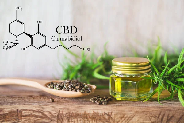 Cannabis van de formule Cbd cannabidiol. hennepolie, Cbd-olie canna — Stockfoto