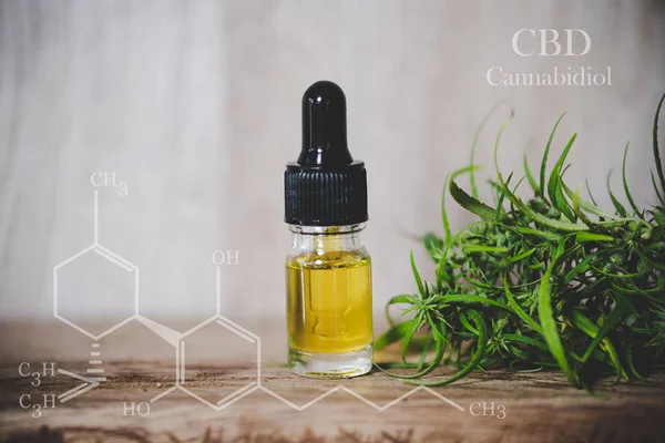 Cbd elementen in Cannabis, hennepolie in een glazen pot, Concept van — Stockfoto