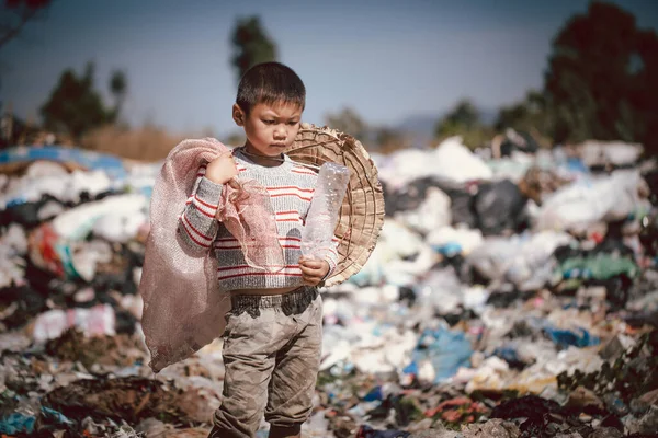 Trabajo Infantil Los Niños Ven Obligados Trabajar Basura Los Niños — Foto de Stock