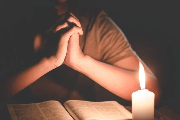 Praying Hands Eucharist Therapy Bless God Helping Repent Catholic Easter — Stock Photo, Image