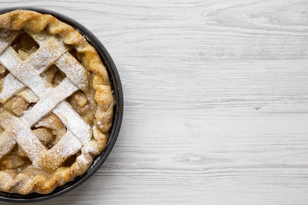 Tarte Aux Pommes Maison Sur Fond Blanc Bois Vue Sur — Photo