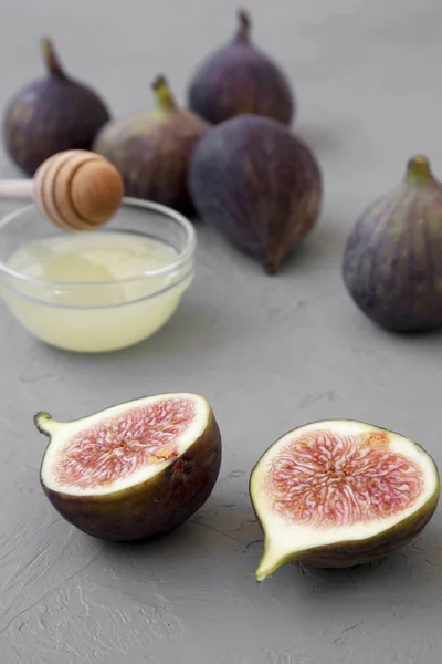 Fresh Figs Concrete Background Side View Close — Stock Photo, Image