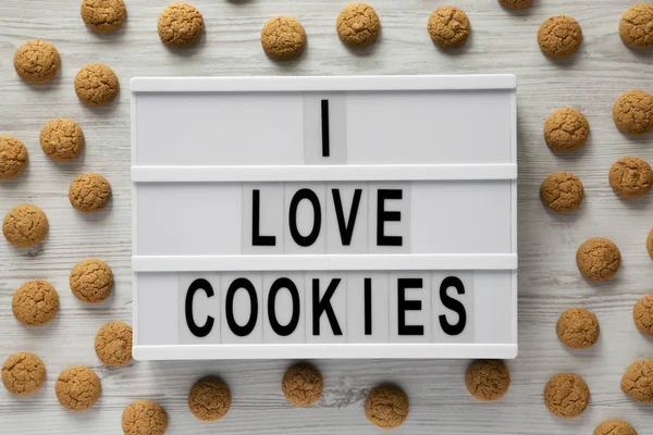 Lightbox Con Texto Encantan Las Galletas Galletas Almendras Vista Superior — Foto de Stock