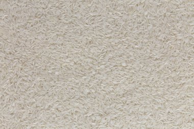 Kuru beyaz pirinç basmati, üst görünümü. Düz yatıyordu, yukarıdan, yukarıdan