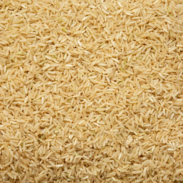 Dry Brown Rice Background Top View Overhead Flat Lay — Stock Photo, Image