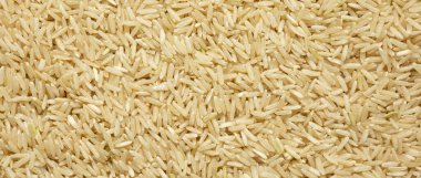 Dry Brown Rice arka planı, yukarıdan görüntü. Yukarıdan, yukarıdan, dümdüz.. 