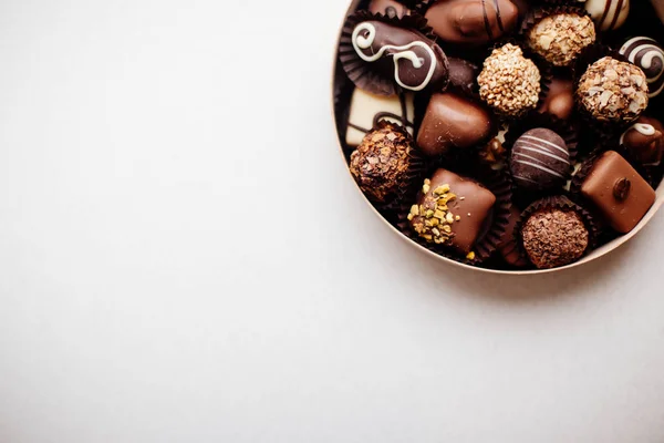 Caixa de chocolate doce. — Fotografia de Stock