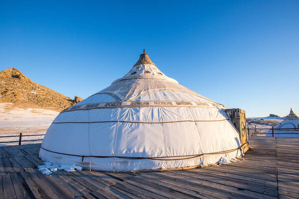 Traditional Yurts (gers) tent home of Mongolian nomads 