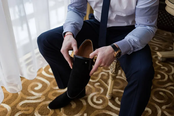 businessman clothes shoes, man getting ready for work,groom morning before wedding ceremony