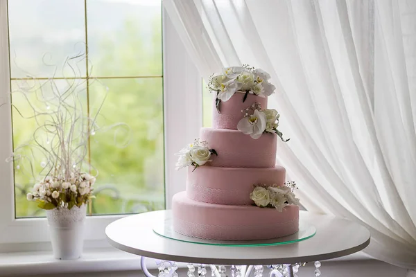 wedding festive multi-storey cake in white tone