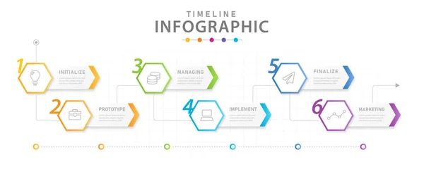 Infografikai Sablon Üzleti Lépésben Modern Idővonal Diagram Folyamattervezővel Prezentációs Vektor — Stock Vector