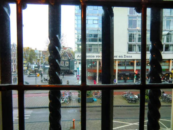 Pohled Ulic Amsterdamu Okna Bývalého Domu Rembrandt Rembrandt Huis Pokoj — Stock fotografie