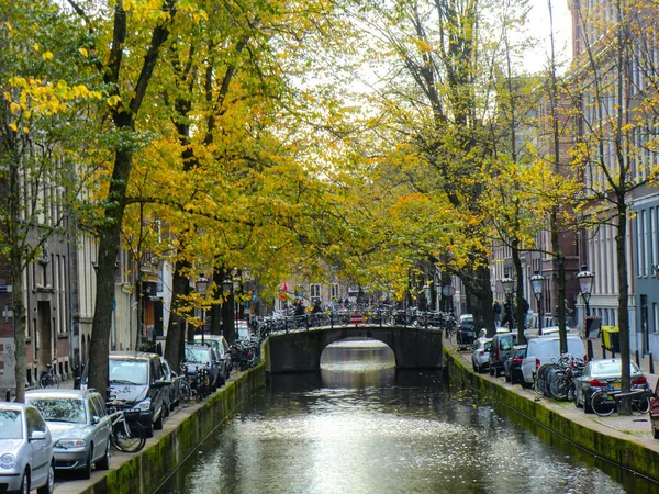 Case Olandesi Canal Amsterdam Paesi Bassi Olanda Europa — Foto Stock