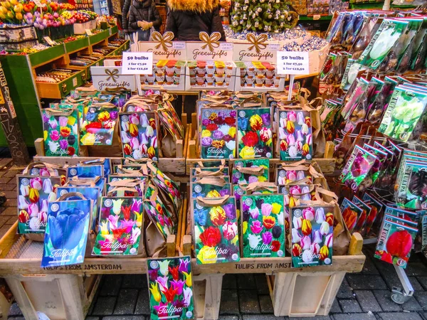 Amsterdam Open Market Flowers Stalls Amsterdã Holanda Europa — Fotografia de Stock