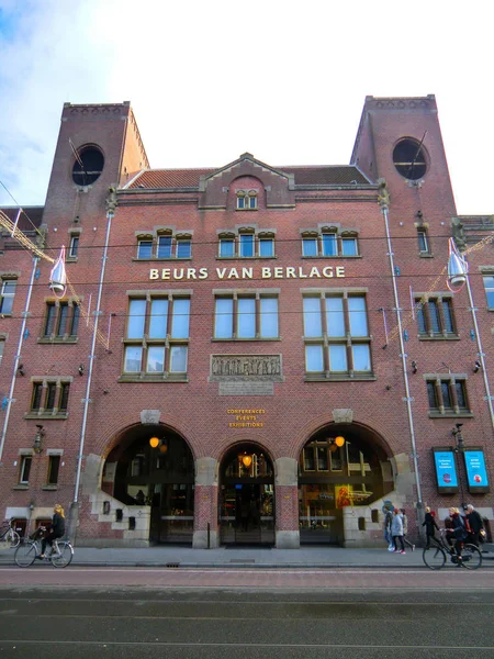 Stary Giełdę Towarową Beurs Van Berlage Pomnik Niderlandzki Architektura Damrak — Zdjęcie stockowe