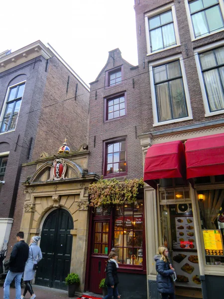 Amsterdam Centro Con Tiendas Restaurantes Amsterdam Holanda Países Bajos Europa — Foto de Stock
