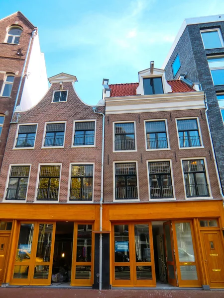 Amsterdam Centro Ciudad Con Tiendas Coloful Amsterdam Holanda Países Bajos — Foto de Stock