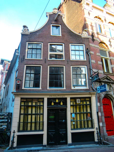 Amsterdam Centro Cidade Com Pub Velho Amsterdã Holanda Holanda Europa — Fotografia de Stock