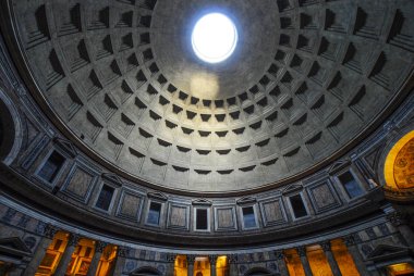 Pantheon kubbe iç oculus görünümü aşağıdan, Roma, İtalya