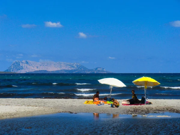 Άποψη Του Νησιού Tavolara Από Την Παραλία Budoni Gallura Σαρδηνία — Φωτογραφία Αρχείου