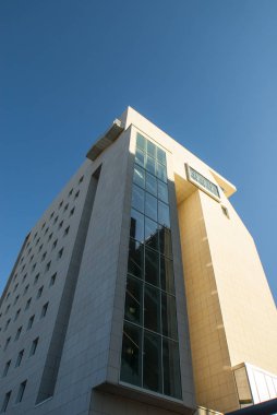 Roma Eur, aşağıdan görünümünü gökdelen muhit alan, Euroma2 alışveriş merkezi, Lazio, İtalya.