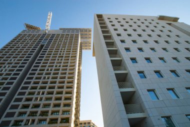 Roma Eur, aşağıdan görünümünü gökdelenler muhit alan, Euroma2 alışveriş merkezi, Lazio, İtalya.