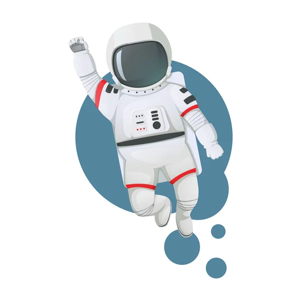 ベクトルの図 空間のアイコン 白の背景に分離された上げられた拳で高騰の宇宙飛行士 — ストックベクタ