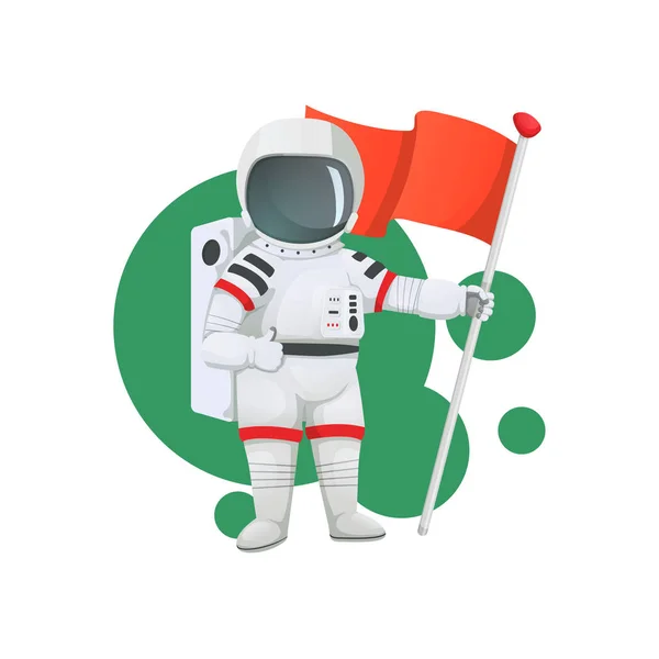 Ilustracja Wektorowa Miejsce Ikonę Astronauta Daje Kciuk Górę Gest Flagą — Wektor stockowy
