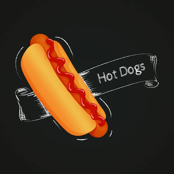 Vektoros Illusztráció Egy Gyorsétterem Ikon Hot Dog Paradicsom Ketchup Vázlat — Stock Vector