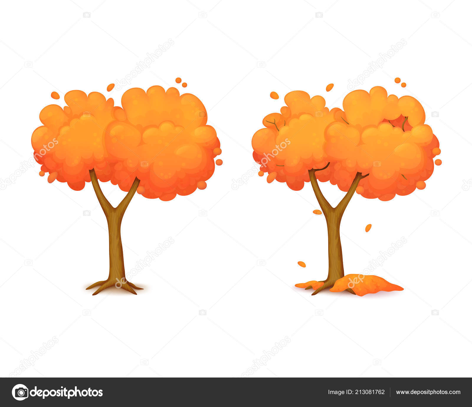 Cartoon Illustration Tree Two Branches Isolated White Background Autumn Scene Vector Image By C Judgebat Vector Stock