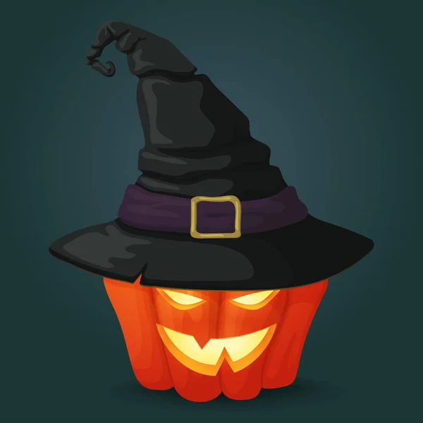 Halloween Vektor Ikonen Spooky Mogna Orange Pumpa Belysta Från Insidan — Stock vektor
