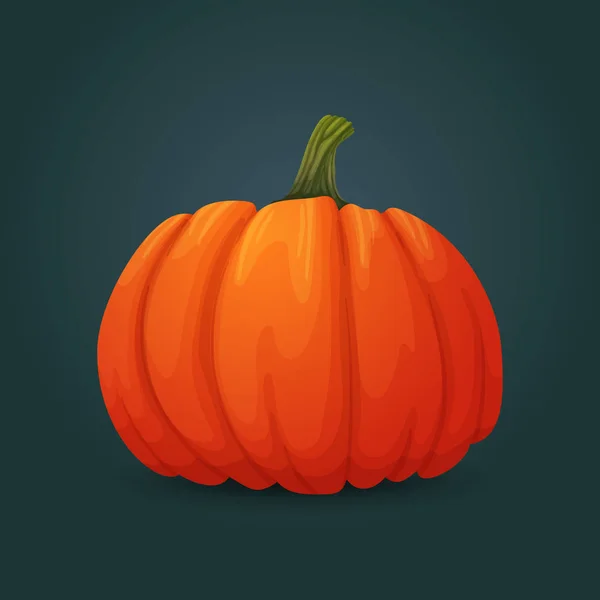 Ícone Vetorial Abóbora Laranja Oval Madura Halloween Outono Símbolo Colheita — Vetor de Stock