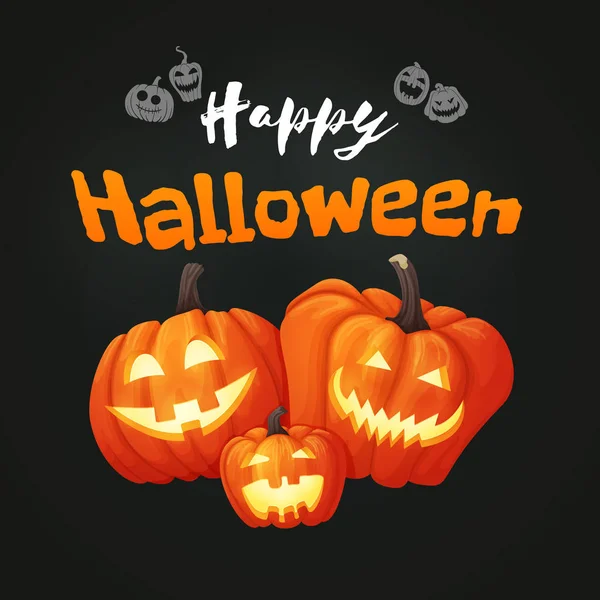 Fundo Vetor Sinal Desenho Cartaz Cartaz Halloween Feliz Com Três —  Vetores de Stock