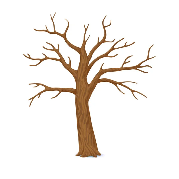 Векторная Иллюстрация Зима Поздняя Осень Одно Голое Листовое Дерево Пустыми — стоковый вектор