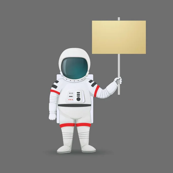 Vektor illustration. Astronaut stående och hålla en skylt. — Stock vektor