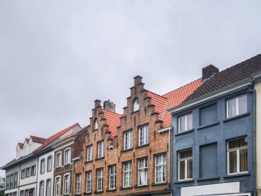 Gent, Belçika popüler şehrinsokaklarında geleneksel evler