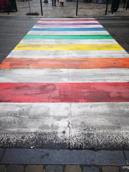 Zebra crossing in rainbow colors