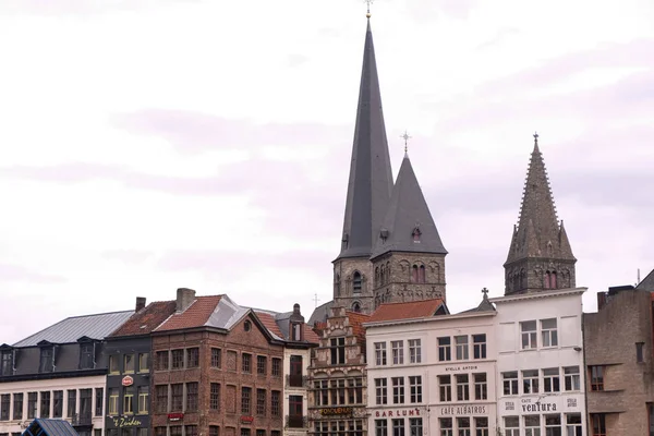 Ghent, Belgium- August 16, 2019. panoramic view of the roofs of the typical houses of Ghent — Stock Photo, Image