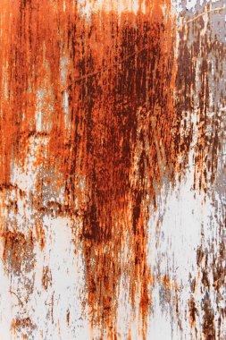 Metal pas arka plan Metal pas doku. Güzel sıradışı arka plan. Paslı beyaz boyalı metal duvar. Rust çizgileri ile paslı metal arka plan. Pas lekeleri.