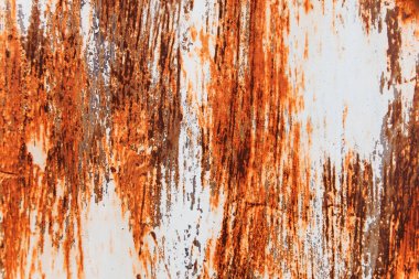 Metal pas arka plan Metal pas doku. Güzel sıradışı arka plan. Paslı beyaz boyalı metal duvar. Rust çizgileri ile paslı metal arka plan. Pas lekeleri.