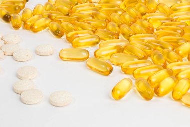 Tabletleri, hap veya vitamin. Balık yağı kapsül. Bebek ve kadın vitaminler. Tıbbi geçmişi hapları ile. Metin için yer. Boşaltmak.