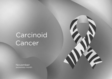 Karsinoid kanser Farkındalık ay Kasım ayında. Zebra şerit şerit kanser farkındalık ürünleri. Vektör çizim.