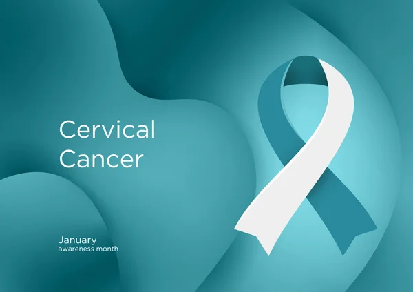 Cervical Cancer Awareness Month. Teal and White color ribbon Cancer Awareness Products. January. Vector illustration.