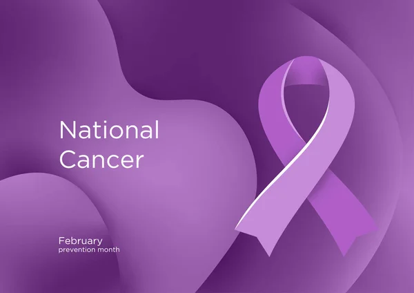 Nationaler Monat Der Krebsprävention Den Usa Lavendel Farbband Krebsinformationsprodukte Februar — Stockvektor