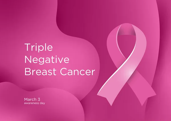 Dreifache Negative Brustkrebs Tnbc Sensibilisierungstag März Rosafarbene Farbband Krebs Bewusstsein — Stockvektor