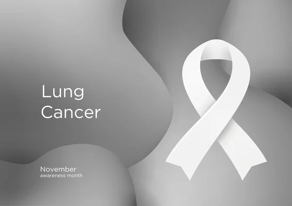 Lungenkrebs Aufklärungsmonat November Lungenkrebs White Colr Ribbon Krebsinformationsprodukte Vektorillustration — Stockvektor