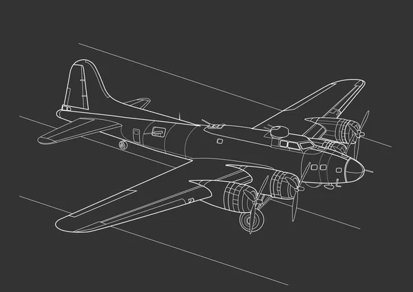 4-motor ağır Amerikan bombardıman uçağı Ww2. vektör görüntü