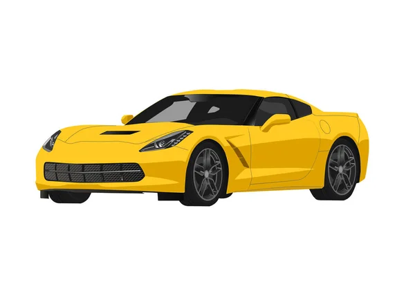 Mobil Olahraga Kuning Diisolasi Dengan Warna Putih Terisolasi Pada Gambar - Stok Vektor